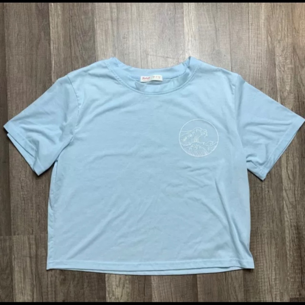 Romwe Womens Size 4 Light Blue Crop Top